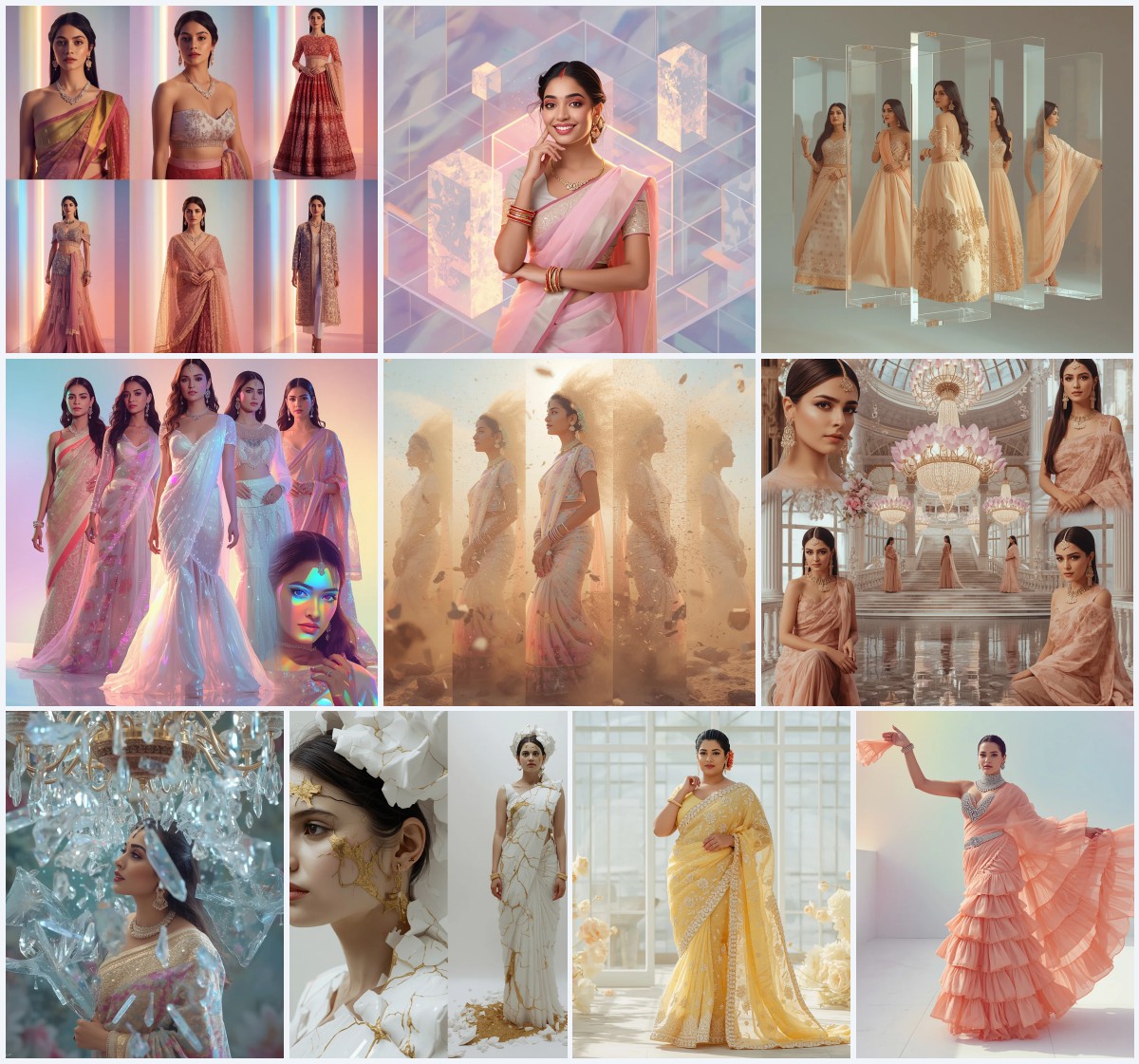 Best 10 Saree Prompt For Gemini Girl In English for Detailed Art | Trending peacock saree prompt