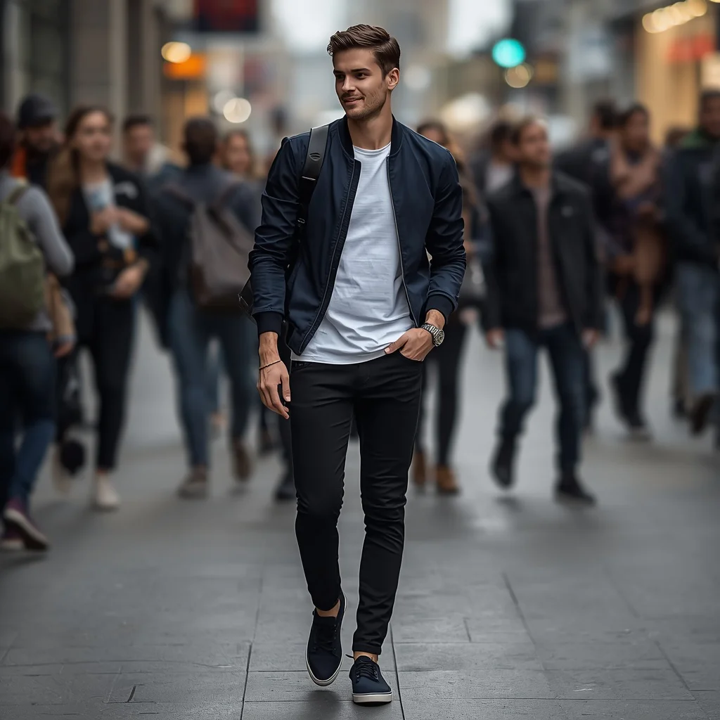 A Modern Gentleman's Urban Exploration with Flair — AI image prompt