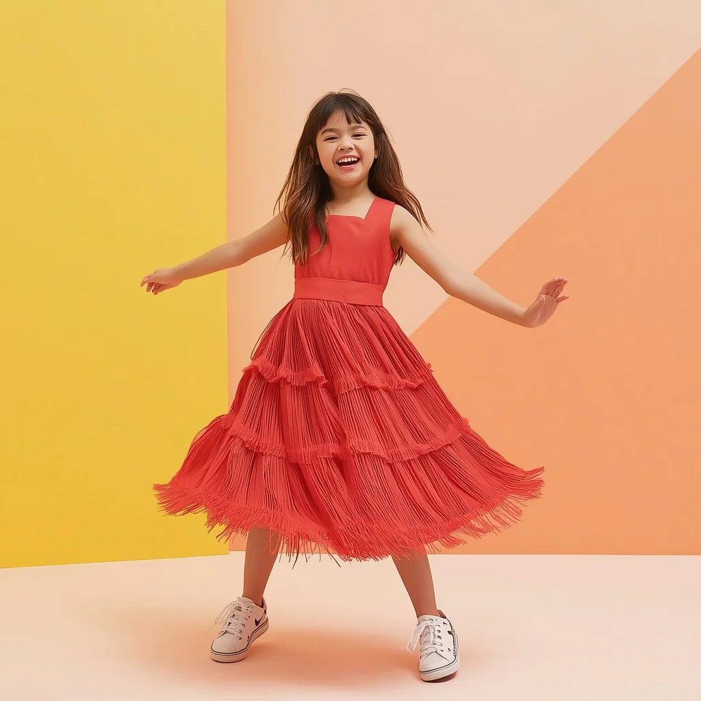 Cute Girl in Latest Western Coral Cocktail Dress — AI image prompt