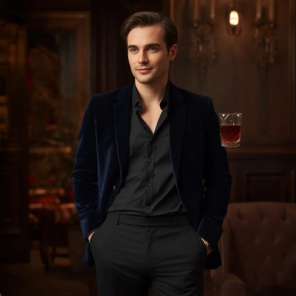Elegant Man in a Sophisticated Velvet Blazer — AI image prompt