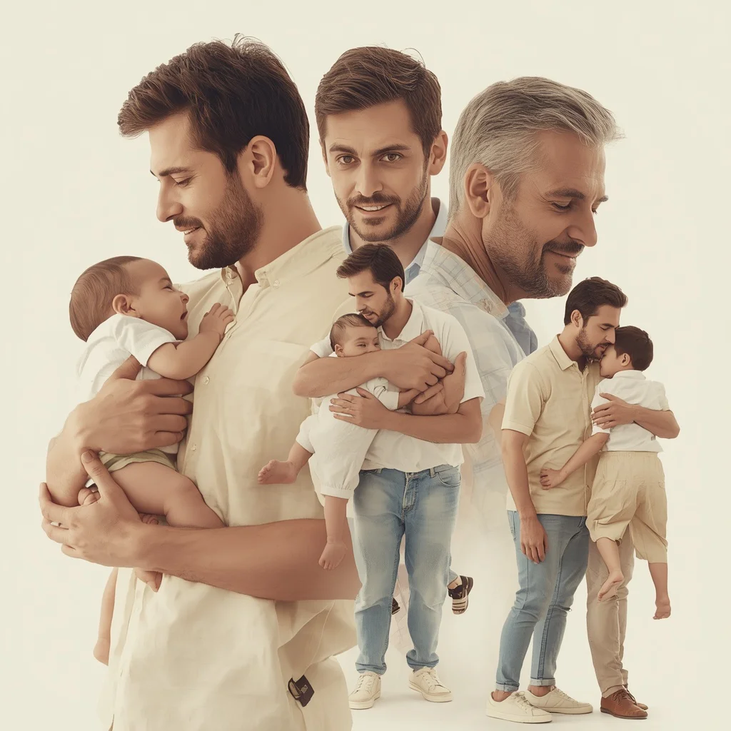 Emotional Narrative Timeline of a Man's Journey Through Fatherhood — AI image prompt
