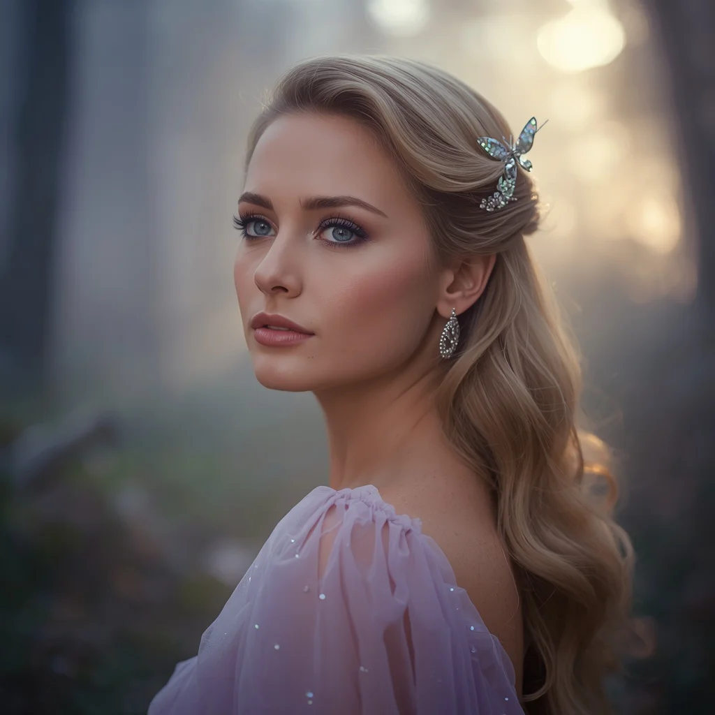 Hollywood Dreamer's Gaze in a Misty Forest — AI image prompt