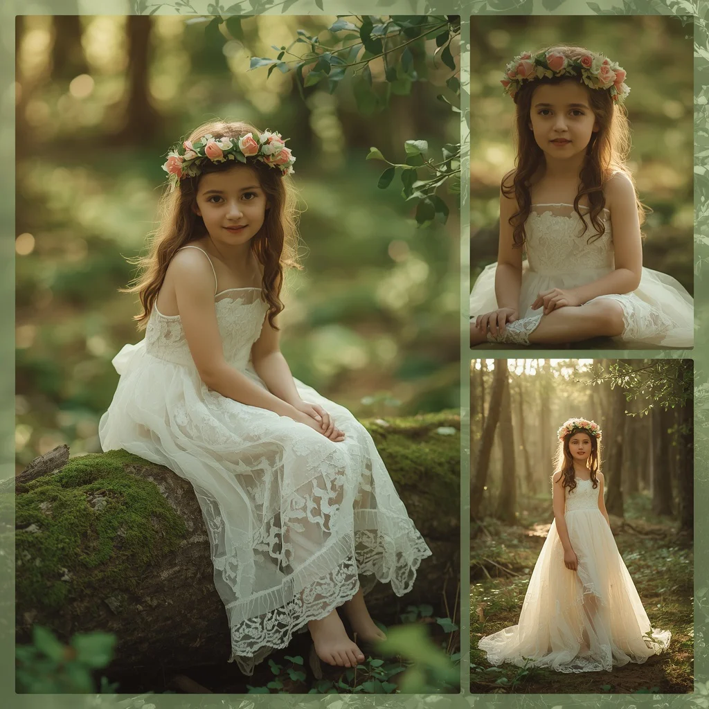 Whimsical Forest Fairy Theme with Floral Lace Dress — AI image prompt
